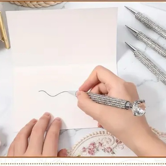 Elegant 6” Silver Crystal Pen NEW Large diamond crystal exquisite in gift-box - Picture 14 of 16
